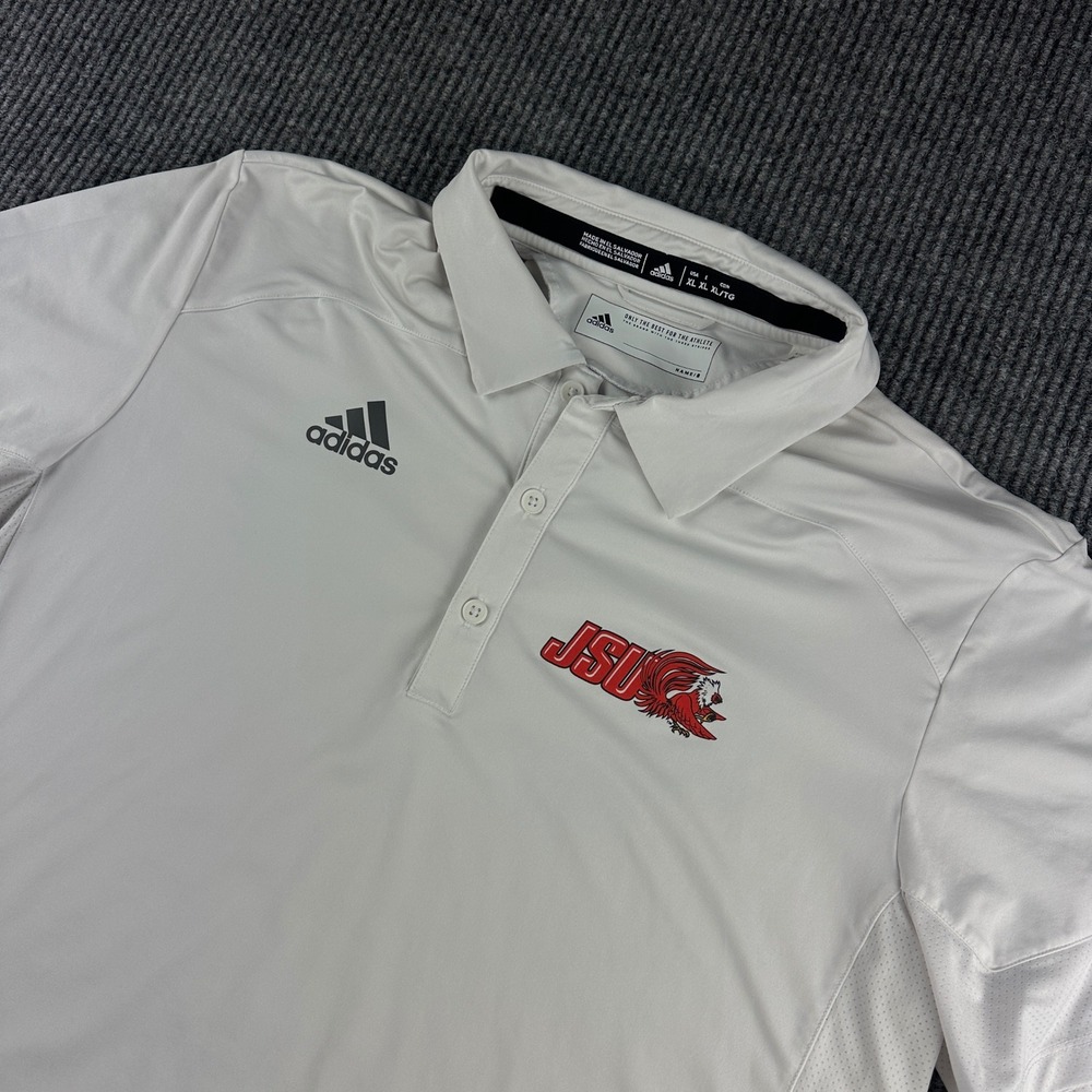 Adidas JSU Gamecocks‎ Aeroready Polo Shirt Mens XL White Short Sleeve Golf Sport